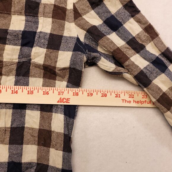 Jachs Gingham Flannel Long Sleeve Button Up Shirt Mens Size Medium M Blue Green - Picture 9 of 10